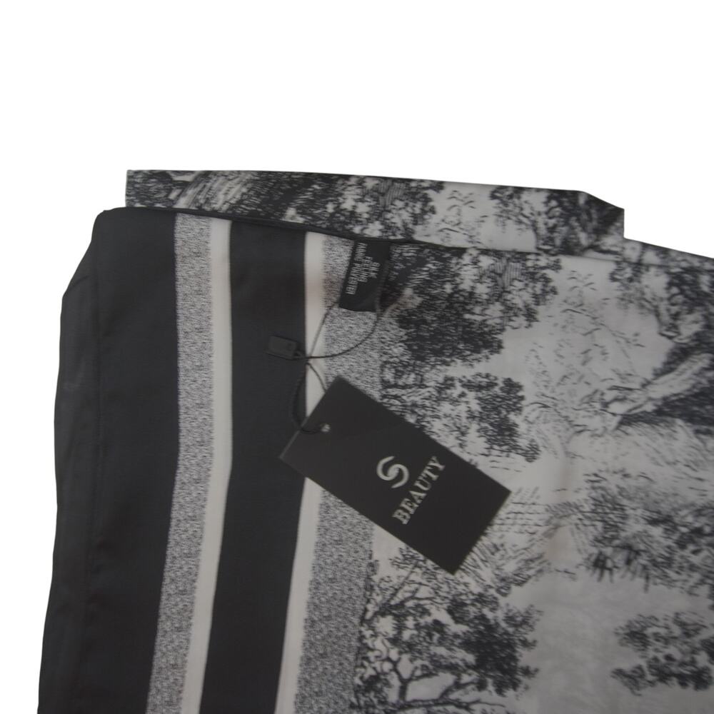 NWT Black White Horse Toile Imitation Silk Scarf Wrap 35x71 Equestrian - Picture 12 of 14